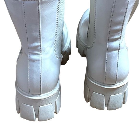STREETWEAR SOCIETY Winter White Faux Leather Chunky Chelsea Boots US Sz 9 - Picture 6 of 9